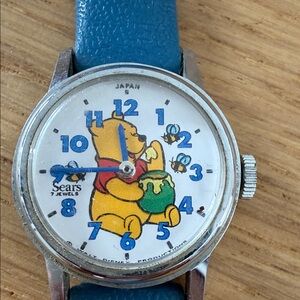 Sears Winnie the Pooh Watch with Teal Strap VINTAGE DISNEY 1971